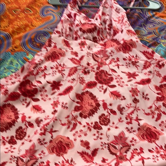 Floral Halter Dress in Red and Pink - Picture 1 of 1